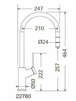 Carron Phoenix Piza 22780 Ψηλή Μπαταρία Κουζίνας Πάγκου με Ντουζ Chrome