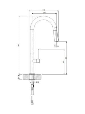 Carron Phoenix Tozo 48780 Ψηλή Μπαταρία Κουζίνας Πάγκου με Ντουζ Chrome
