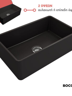 ΝΕΡΟΧ.ΕΠΙΚΑΘ. 76x46 ΔΙΠΛΗΣ ΟΨΗΣ BOCCHI BLACK MATT