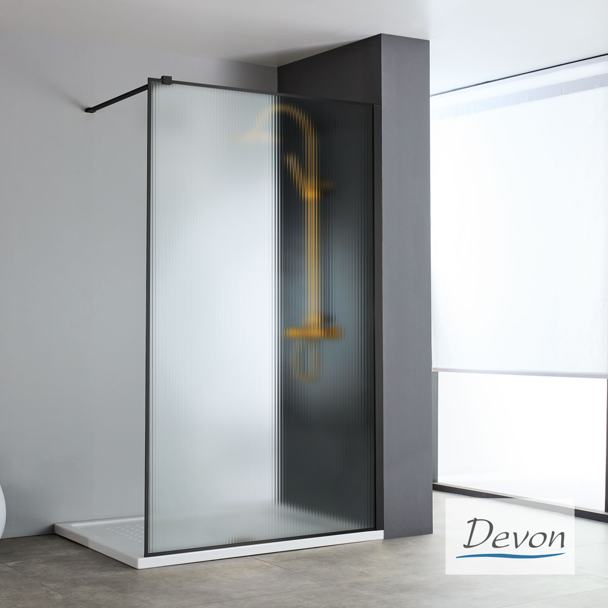 IWIS WALK-IN 107-109 H.200 FLUTED CLEAN-GLASS BLACK MATT