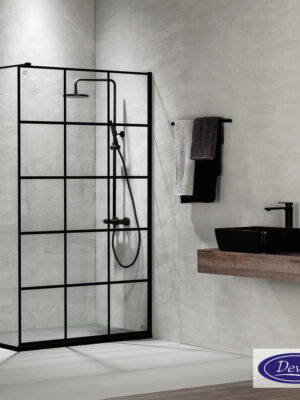 IWIS PANEL 120 H.200 DEVON CLEAR-GLASS 8mm DECOR BLACK MATT