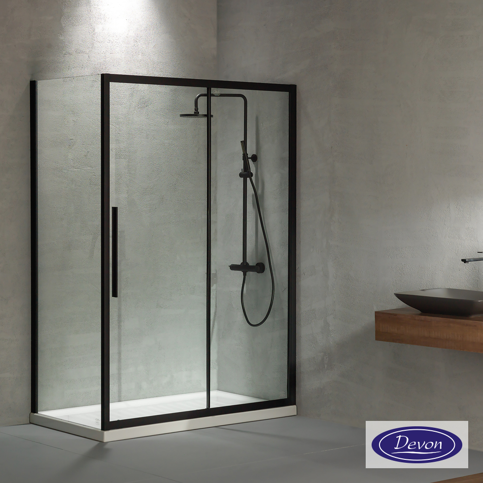 SLIDER 150  (147-151εκ) DEVON FLOW CLEAN-GLASS BLACK MATT